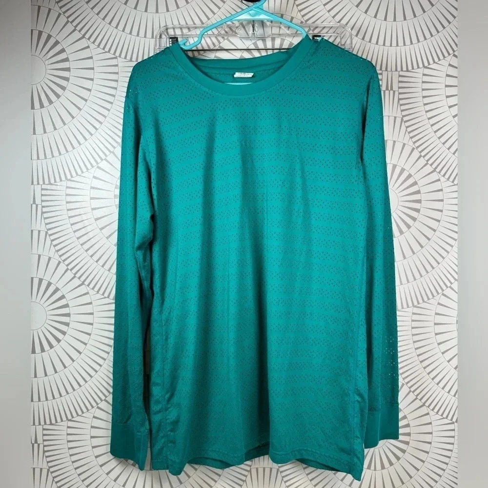 Zyia Active Women’s Perforated‎ Teal Ling Sleeve Top XL
